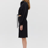 BLACK SATIN CREPE CAMPBELL BOMBER JACKET