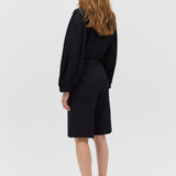 BLACK SATIN CREPE CAMPBELL BOMBER JACKET