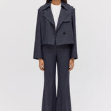 NAVY LINEN ELLIPSIS TRENCH