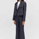 NAVY LINEN ELLIPSIS TRENCH