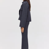 NAVY LINEN ELLIPSIS TRENCH
