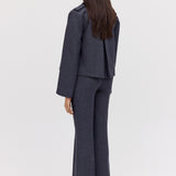NAVY LINEN ELLIPSIS TRENCH