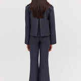 NAVY LINEN ELLIPSIS TRENCH