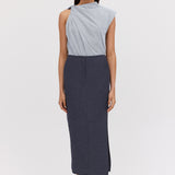 NAVY LINEN UNITY SKIRT