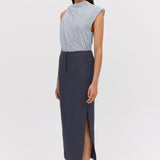 NAVY LINEN UNITY SKIRT