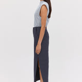 NAVY LINEN UNITY SKIRT