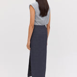 NAVY LINEN UNITY SKIRT