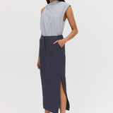 NAVY LINEN UNITY SKIRT
