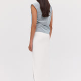 WHITE TEXTURED SUITING UNITY SKIRT