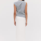 WHITE TEXTURED SUITING UNITY SKIRT