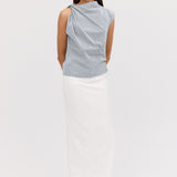 WHITE TEXTURED SUITING UNITY SKIRT
