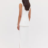 WHITE TEXTURED SUITING ELLIPSIS VEST