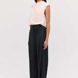 BLACK SATIN CREPE TONDO PANT