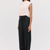BLACK SATIN CREPE TONDO PANT