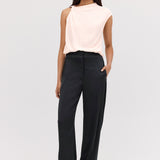 BLACK SATIN CREPE TONDO PANT