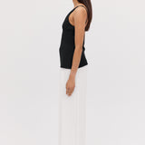 BLACK SATIN CREPE CLAUDE TANK