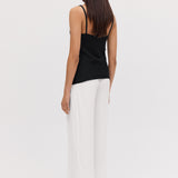 BLACK SATIN CREPE CLAUDE TANK