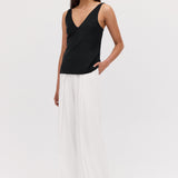 BLACK SATIN CREPE CLAUDE TANK