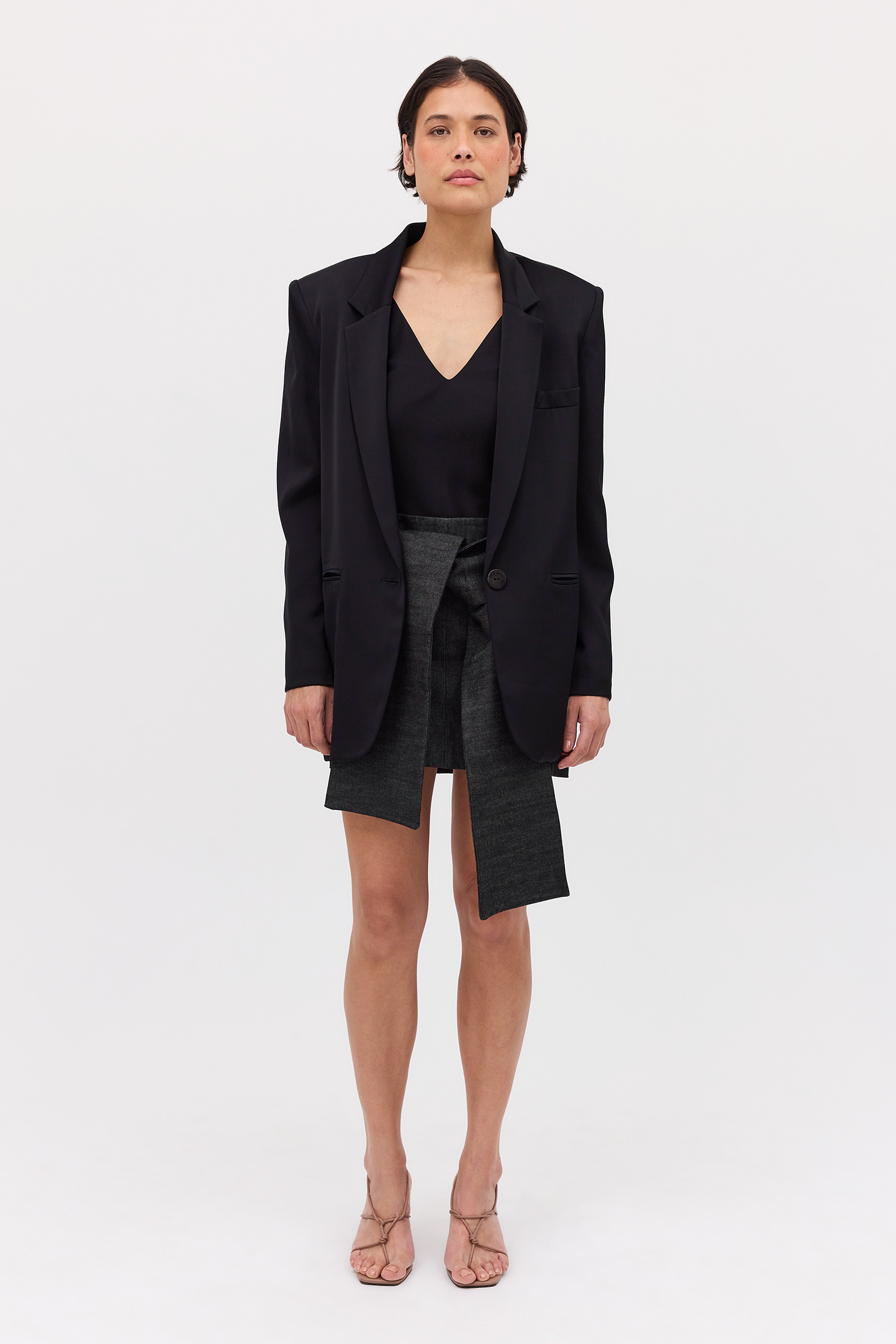 BLACK SATIN CREPE ISABEL JACKET – Bianca Spender