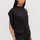 BLACK SATIN INFINITE TOP