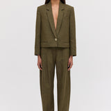 KHAKI LINEN TONDO PANT