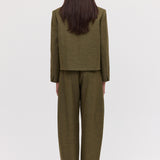 KHAKI LINEN ISABEL CROP JACKET