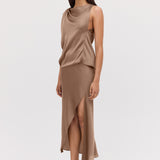 MUSHROOM CHIFFON OBLIQUE SKIRT