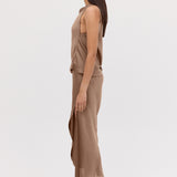 MUSHROOM CHIFFON OBLIQUE SKIRT