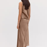 MUSHROOM CHIFFON OBLIQUE SKIRT