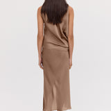 MUSHROOM CHIFFON OBLIQUE SKIRT