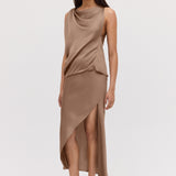 MUSHROOM CHIFFON OBLIQUE SKIRT