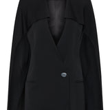 BLACK SATIN SPACES CAPE JACKET