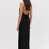 BLACK SATIN SYNC DRESS