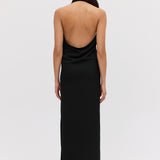 BLACK SATIN SYNC DRESS