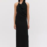 BLACK SATIN SYNC DRESS