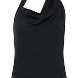 BLACK SATIN SYNC TOP
