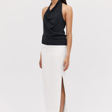 BLACK SATIN SYNC TOP