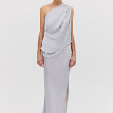 SILVER SATIN LEONORA SKIRT