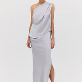 SILVER SATIN LEONORA SKIRT