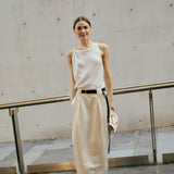CREAM WOOL CARESS SKIRT