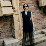 BLACK ORGANZA RAY PANT