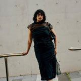 BLACK ORGANZA EMULATE DRESS
