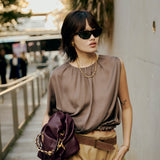 MUSHROOM CHIFFON EMERGE TOP