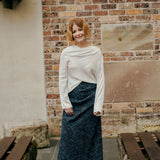 IVORY SILK CEZANNE LONG SLEEVE TOP