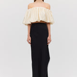 BLACK SATIN OBLIQUE SKIRT
