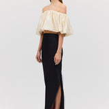 BLACK SATIN OBLIQUE SKIRT