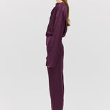 AUBERGINE SATIN AMITY SKIRT