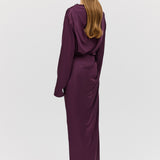 AUBERGINE SATIN AMITY SKIRT
