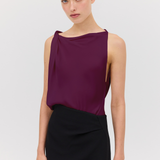 AUBERGINE SATIN ROMA TOP