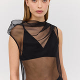 BLACK ORGANZA CEZANNE TOP